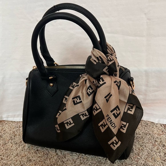 FENDI brown and tan monogram bag scarf - Picture 2 of 7